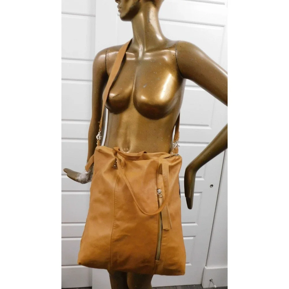 LUMI Large Shopping Tote Bag Women's Tan‎ Leather